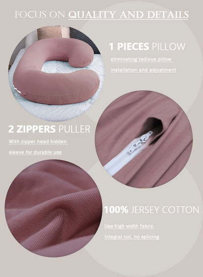 Pregnancy Body Pillow with Jersey Cover,C Shaped Full Body Pillow for Pregnant Women