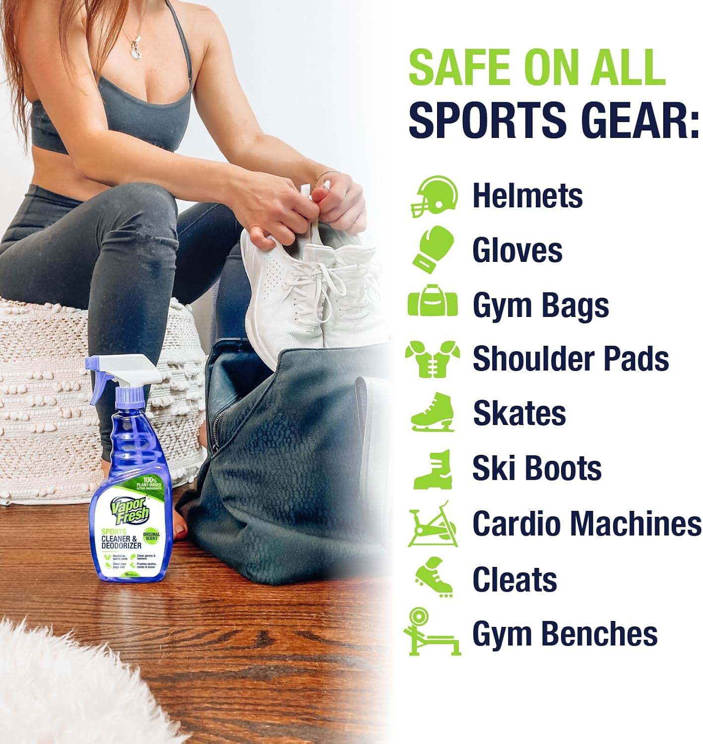 Cleaning Spray for Sports and Gym Equipment - Shoe Deodorizer, Yoga Mat Cleaner, Boxing Glove Deodorizer - Natural and Plant Based, 16 Fl Oz (1-Pack)