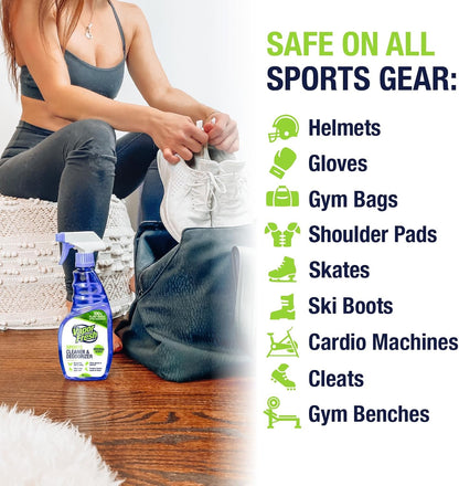 Cleaning Spray for Sports and Gym Equipment - Shoe Deodorizer, Yoga Mat Cleaner, Boxing Glove Deodorizer - Natural and Plant Based, 16 Fl Oz (1-Pack)